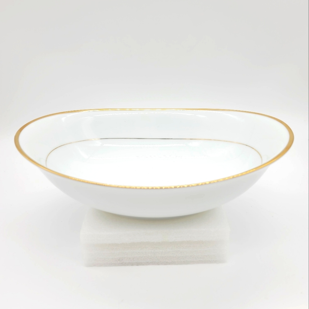 Vintage Princess House Princess Heritage Vegetable Serving Bowl  Oval Gold Rim